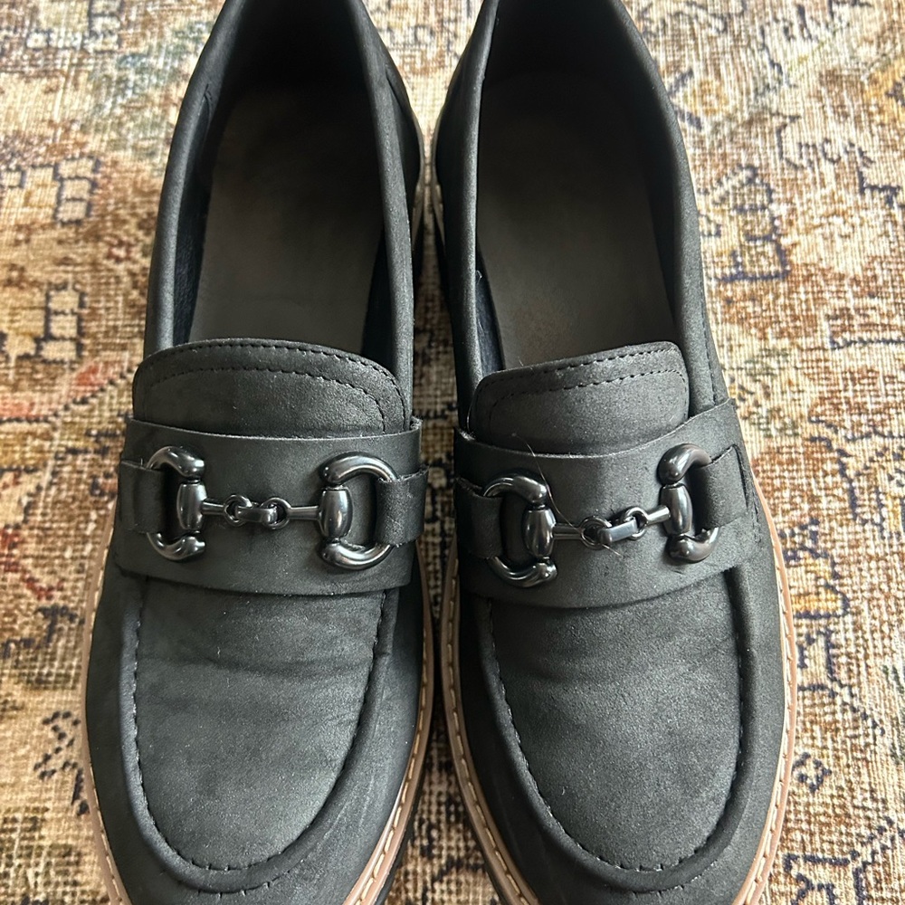 Black Loafers with Metal Detail